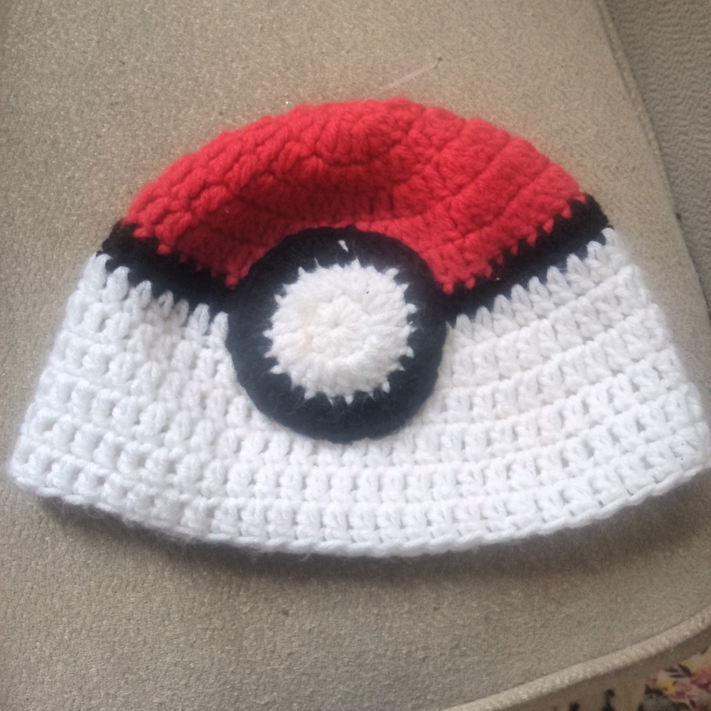 Playful Red and White Kids Crochet Hat